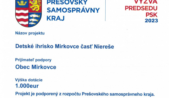 1. fotografia fotogalérie Projekty / Informácia o projekte Detské ihrisko Mirkovce časť Niereše - foto