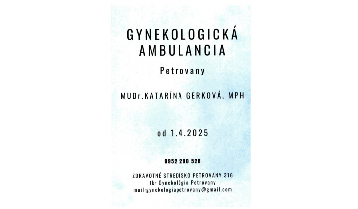 Fotka - Nová gynekologická ambulancia v Petrovanoch od apríla 2025
