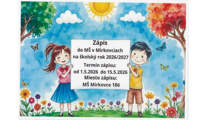 Fotka - Zápis detí do MŠ Mirkovce